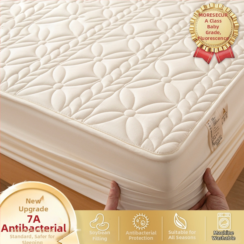 LIFE HOME navlaka za madrac s gumicom | šivana quilt, digitalno tiskanje, materijal: oprana vlakna, uzorak: jednostavan/cvjetni, moderni minimalistički stil