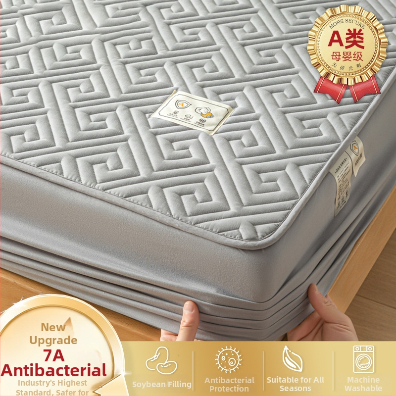 LIFE HOME navlaka za madrac s gumicom | šivana quilt, digitalno tiskanje, materijal: oprana vlakna, uzorak: jednostavan/cvjetni, moderni minimalistički stil