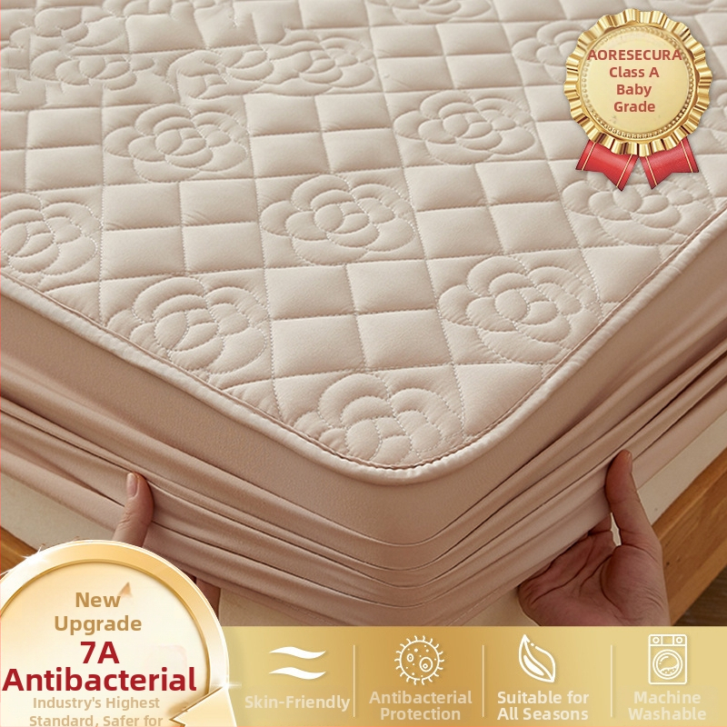 LIFE HOME navlaka za madrac s gumicom | šivana quilt, digitalno tiskanje, materijal: oprana vlakna, uzorak: jednostavan/cvjetni, moderni minimalistički stil