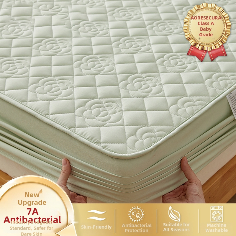 LIFE HOME navlaka za madrac s gumicom | šivana quilt, digitalno tiskanje, materijal: oprana vlakna, uzorak: jednostavan/cvjetni, moderni minimalistički stil