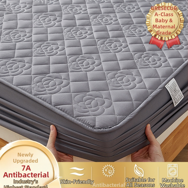 LIFE HOME navlaka za madrac s gumicom | šivana quilt, digitalno tiskanje, materijal: oprana vlakna, uzorak: jednostavan/cvjetni, moderni minimalistički stil