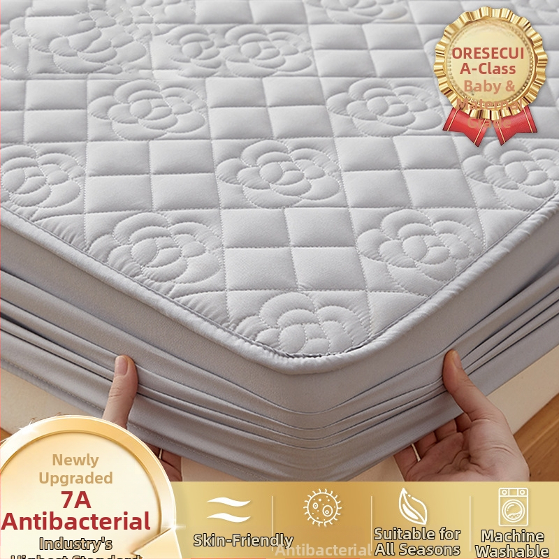 LIFE HOME navlaka za madrac s gumicom | šivana quilt, digitalno tiskanje, materijal: oprana vlakna, uzorak: jednostavan/cvjetni, moderni minimalistički stil