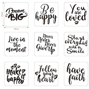 Șabloane decupate pentru desenele copiilor – PET material, forme circulare și pătrate, 9 bucăți pe set