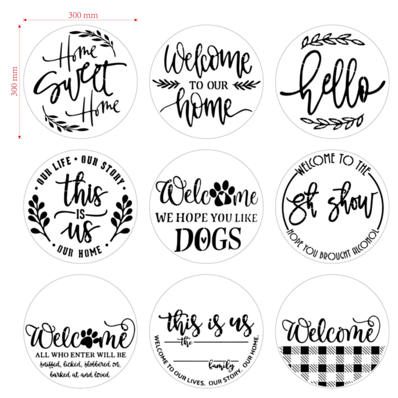 Șabloane decupate pentru desenele copiilor – PET material, forme circulare și pătrate, 9 bucăți pe set