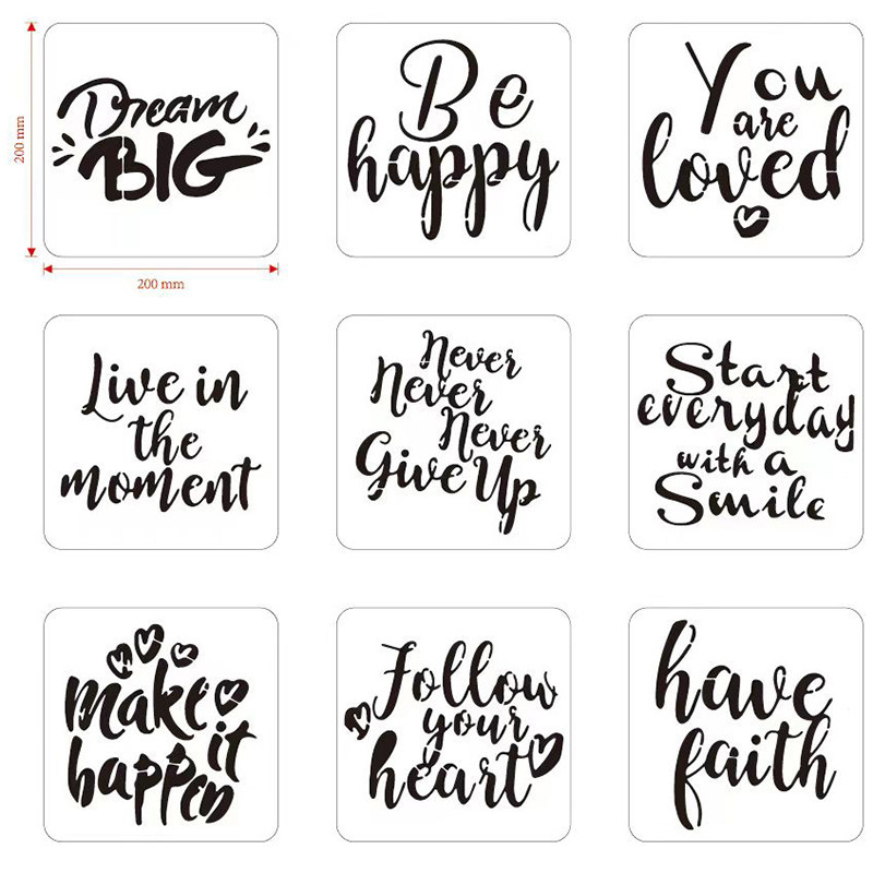 Șabloane decupate pentru desenele copiilor – PET material, forme circulare și pătrate, 9 bucăți pe set