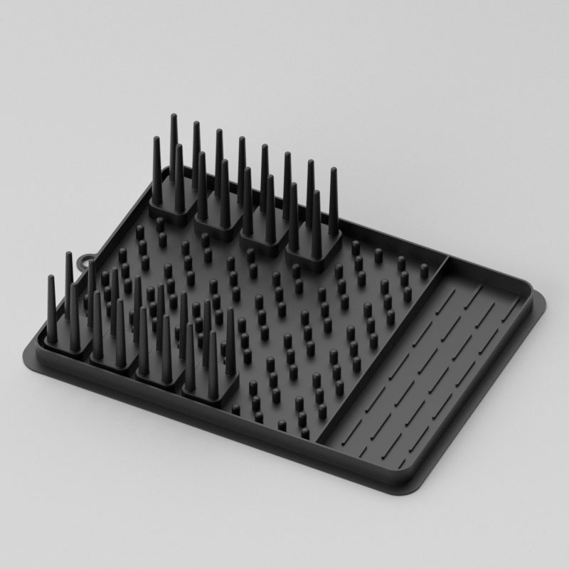 Covoraș silicon pentru scurgerea vaselor și raft de depozitare – pliabil, multifuncțional, detașabil, fără montaj, design dreptunghiular, pentru farfurii, boluri și tacâmuri pe blat, în colț sau în dulap