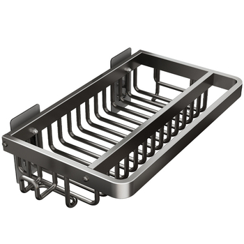 Raft de depozitare pentru chiuvetă — montaj pe perete, fără găuri, din aluminiu, organizator multifuncțional pentru bureți și cârpe