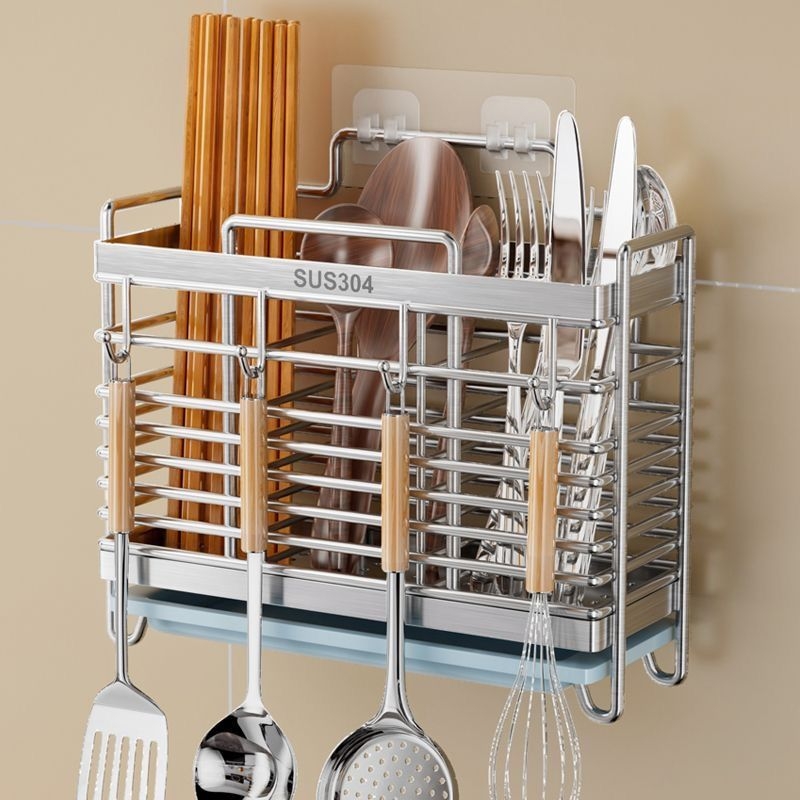 Suport montat pe perete pentru bețișoare, din oțel inoxidabil 304, raft ventilat de drenaj, fără instalare necesară
