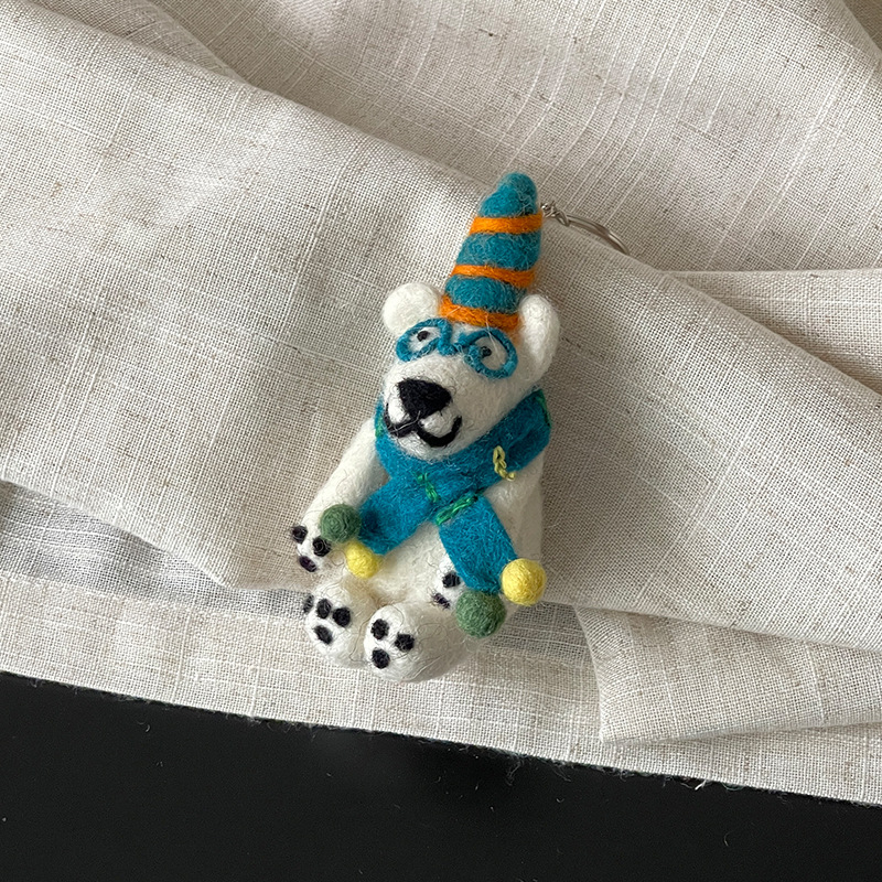 Pandantiv pentru chei din filc de lână — lucrat manual, talisman drăguț pentru geantă, model animal mic, stil drăguț, primăvara 2025