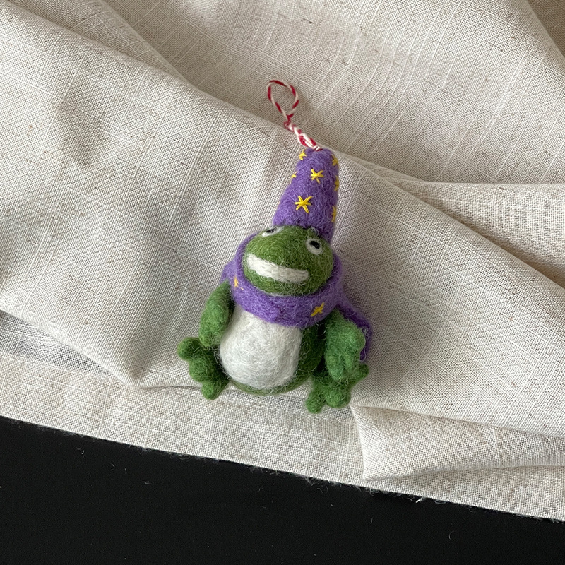 Pandantiv pentru chei din filc de lână — lucrat manual, talisman drăguț pentru geantă, model animal mic, stil drăguț, primăvara 2025