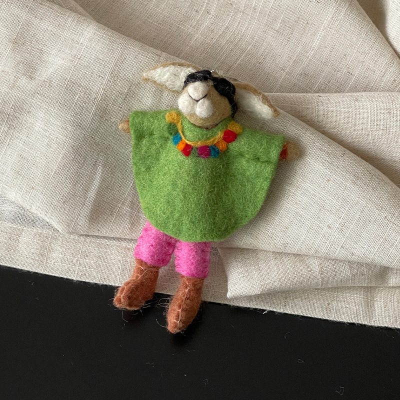 Pandantiv pentru chei din filc de lână — lucrat manual, talisman drăguț pentru geantă, model animal mic, stil drăguț, primăvara 2025