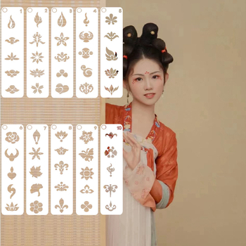 Set de 26 de bucăți, șablon gol pentru sprâncene pentru machiaj de scenă, PET plastic, design pictat manual, IP-free