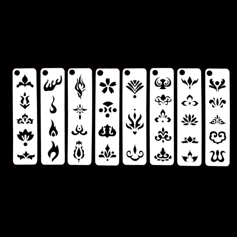 Set de 26 de bucăți, șablon gol pentru sprâncene pentru machiaj de scenă, PET plastic, design pictat manual, IP-free