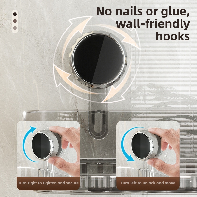 Raft de depozitare pentru perete cu ventuză – plastic, dreptunghiular, stil modern, organizator multipurpose pentru baie și bucătărie