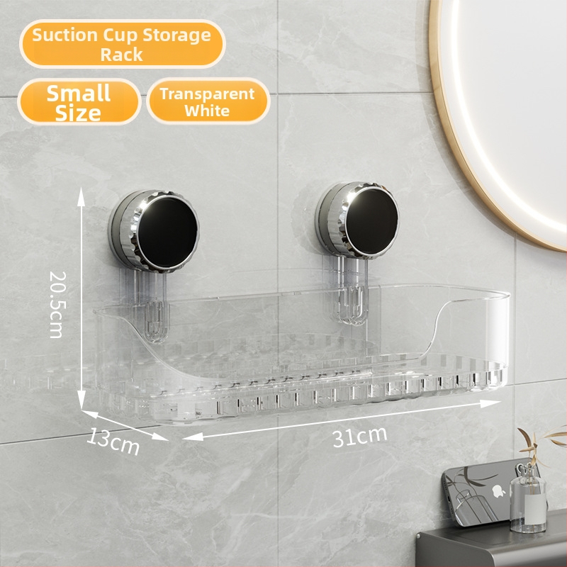 Raft de depozitare pentru perete cu ventuză – plastic, dreptunghiular, stil modern, organizator multipurpose pentru baie și bucătărie