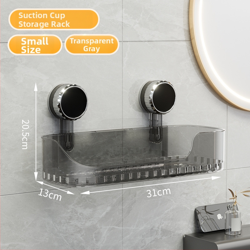 Raft de depozitare pentru perete cu ventuză – plastic, dreptunghiular, stil modern, organizator multipurpose pentru baie și bucătărie