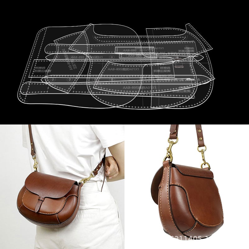 Set șabloane din piele DIY pentru genți saddle/shoulder/messenger – înaltă precizie, ediție profesională, model fără tăiere cu laser, material acrilic