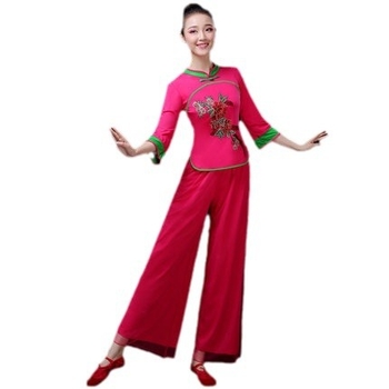 Costum de dans pentru dansul pătrat pentru femei, mijlocie și vârstnici; țesătură din mătase de lapte, 90% poliester; căptușeală din mătase de lapte; căptușeală poliester.