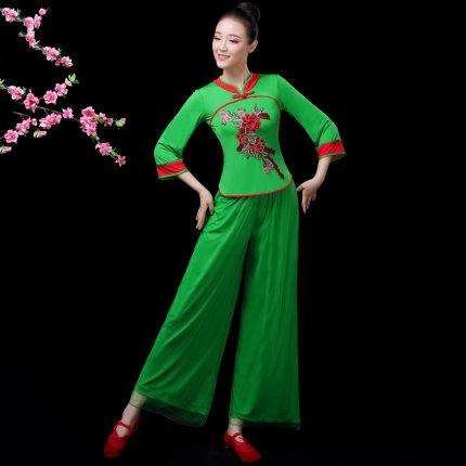 Costum de dans pentru dansul pătrat pentru femei, mijlocie și vârstnici; țesătură din mătase de lapte, 90% poliester; căptușeală din mătase de lapte; căptușeală poliester.