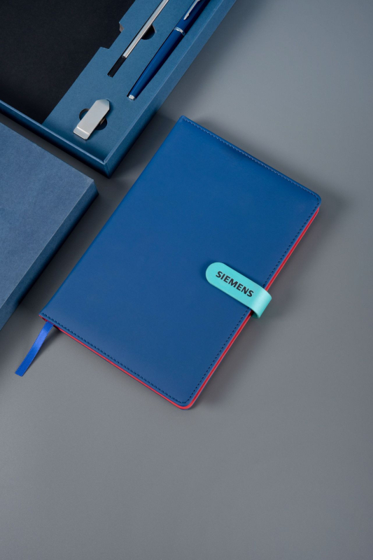 Caiet A5 - Set cadou corporativ personalizat, copertă din piele artificială, legare în spirală, Dowling hârtie, 100 g, 100 pagini