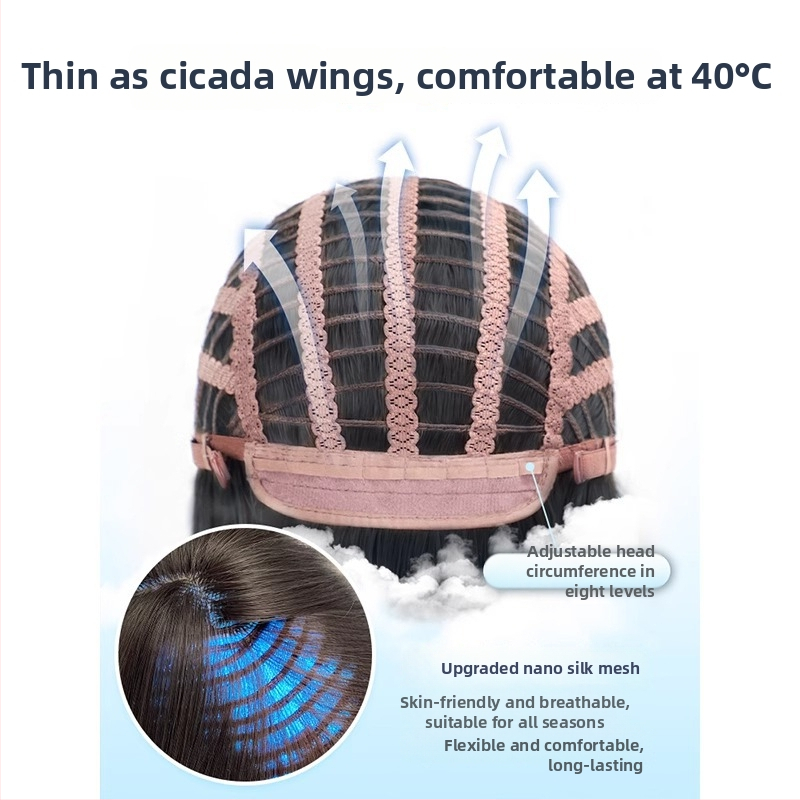 Perucă pentru femei, acoperire completă a capului, păr până la claviculă, fibră rezistentă la temperaturi înalte, breton drept sau înclinat, fără vopsire sau decolorare