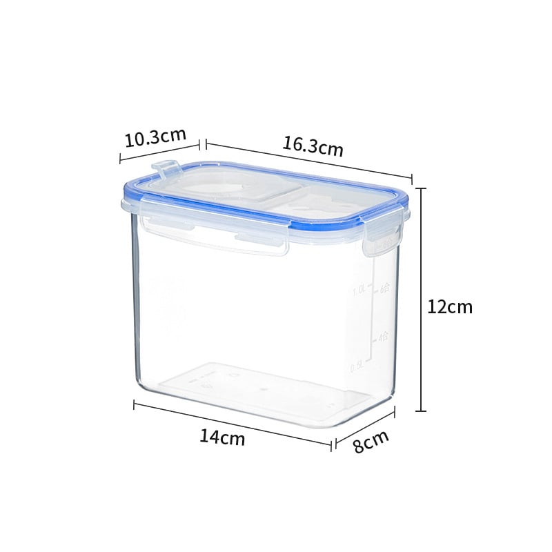Recipient pătrat din PP, rezistent la umezeală, pentru cereale și gustări, capacitate 2.1–3 L