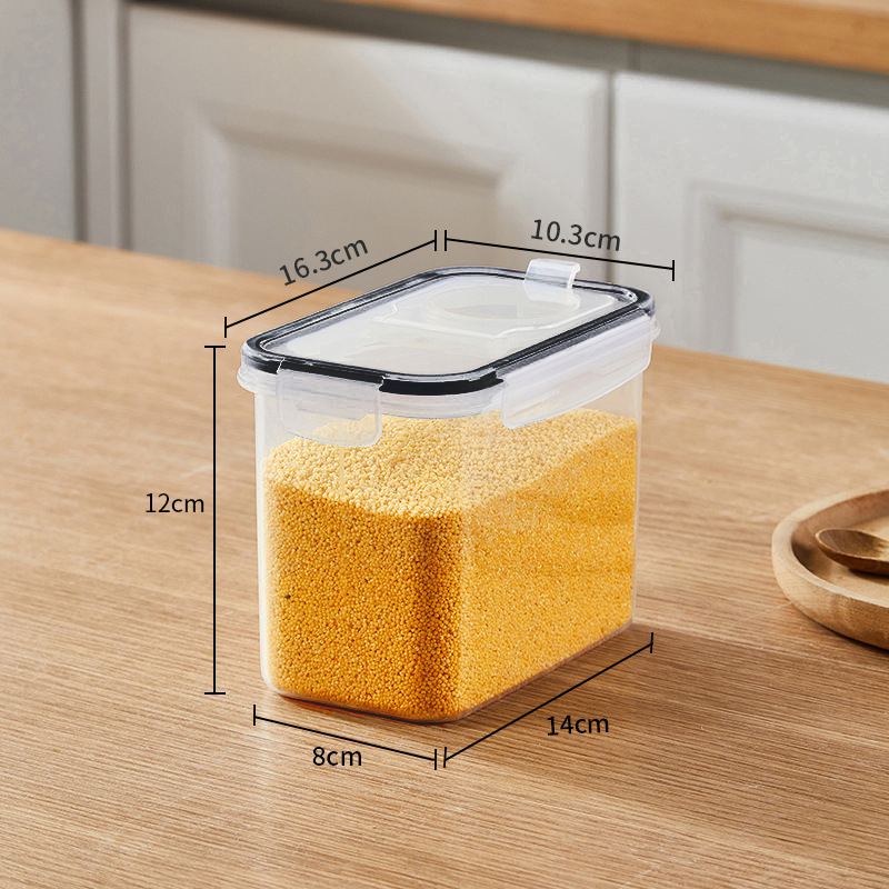 Recipient pătrat din PP, rezistent la umezeală, pentru cereale și gustări, capacitate 2.1–3 L