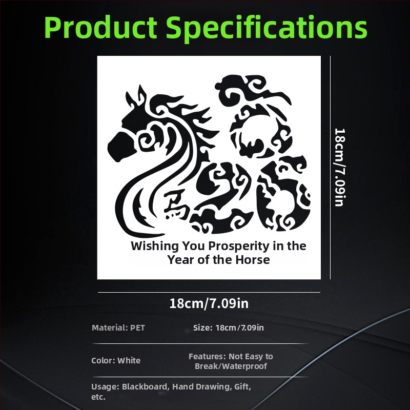 Lin Yun PET kit șabloane pentru instrumente pentru Anul Nou – șabloane de imprimare pentru caracterele de binecuvântare, picturi pentru Anul, DIY pentru copii, specificații 1–9