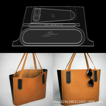 Dizajnerski predložak za DIY kožnu torbu tip bucket tote, akrilna verzija s mrežastim uzorkom