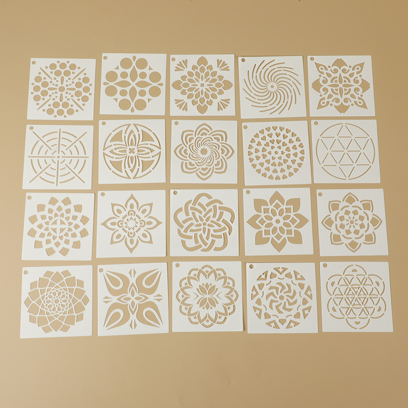 Șablon de pictură mandala, Material PET, Decor pentru perete pentru jurnal, DIY — Brand Xiao Ba, Drepturi IP: Nu