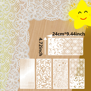 Set de 8 șabloane mixte pentru pictură, reutilizabile, cu texturi abstracte pentru meșteșuguri, din PET