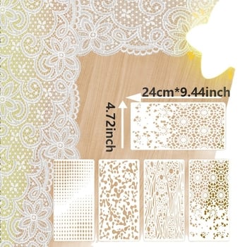 Set de 8 șabloane mixte pentru pictură, reutilizabile, cu texturi abstracte pentru meșteșuguri, din PET