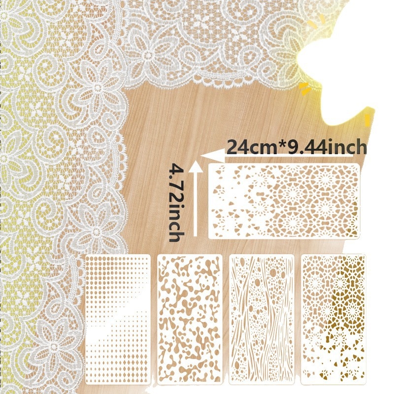 Set de 8 șabloane mixte pentru pictură, reutilizabile, cu texturi abstracte pentru meșteșuguri, din PET