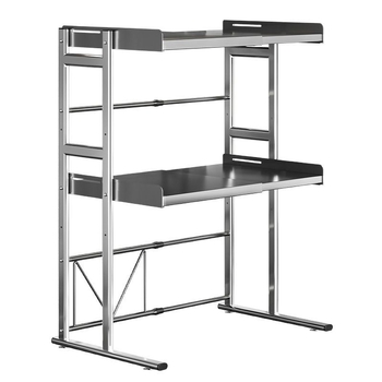 Dvojposchodový kuchynský regál na pulte — stojan na hrnce a koreniny, materiál: nerezová oceľ + uhlíková oceľ, model CW01978, značka Home Baili, moderný štýl