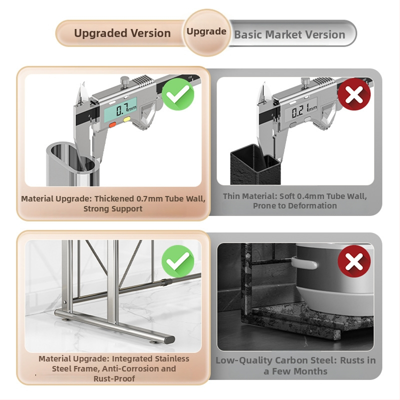 Dvojposchodový kuchynský regál na pulte — stojan na hrnce a koreniny, materiál: nerezová oceľ + uhlíková oceľ, model CW01978, značka Home Baili, moderný štýl