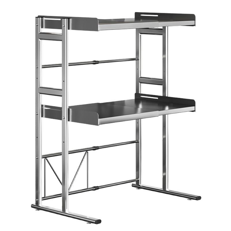 Dvojposchodový kuchynský regál na pulte — stojan na hrnce a koreniny, materiál: nerezová oceľ + uhlíková oceľ, model CW01978, značka Home Baili, moderný štýl