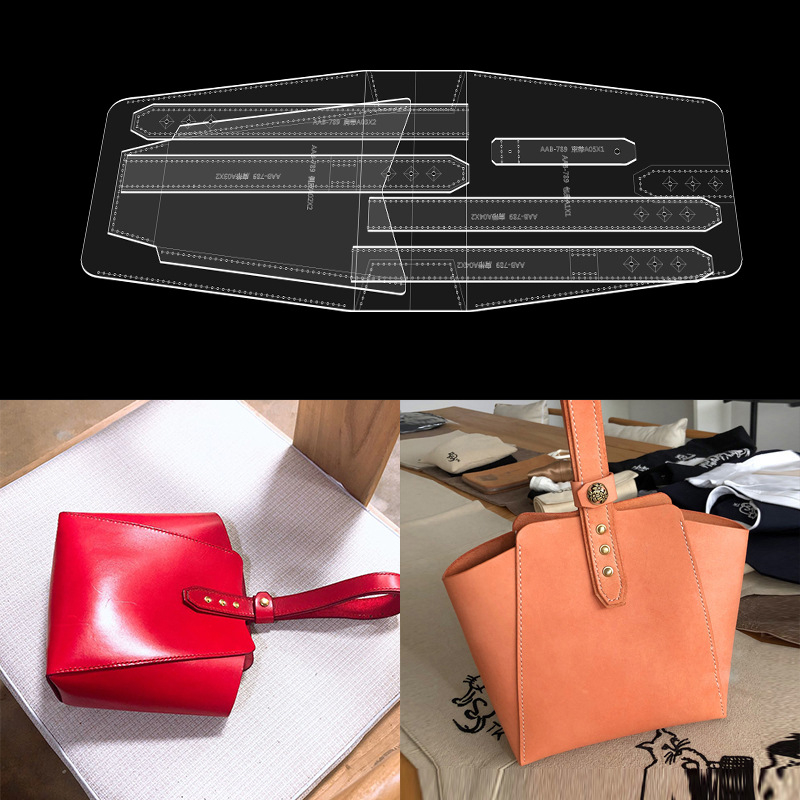 Șablon DIY pentru geantă de mână, din acrilic, design cu grilă pentru confecții