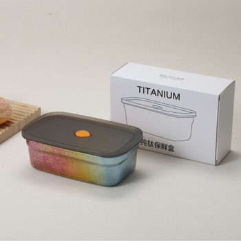 Cutie din titan pur, dreptunghiulară, 800–1000 ml, sigilată și rezistentă la îngheț, cu capac