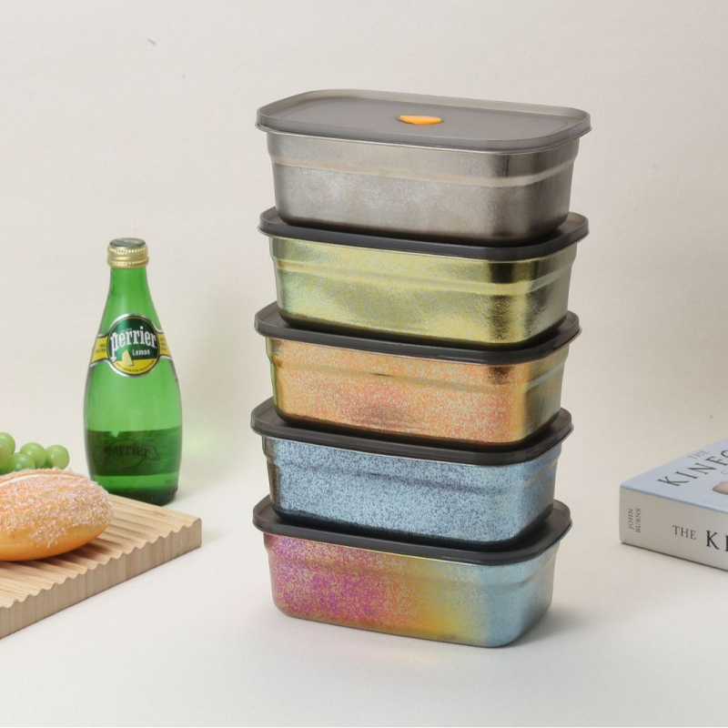 Cutie din titan pur, dreptunghiulară, 800–1000 ml, sigilată și rezistentă la îngheț, cu capac