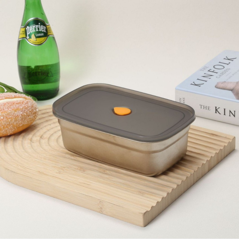 Cutie din titan pur, dreptunghiulară, 800–1000 ml, sigilată și rezistentă la îngheț, cu capac