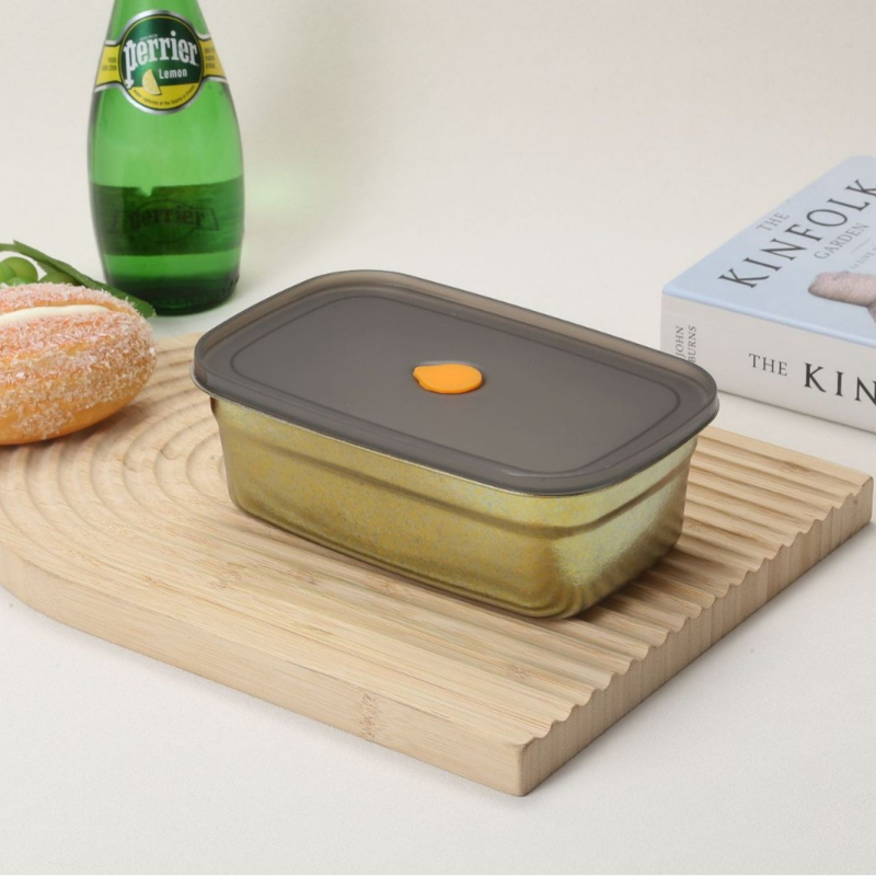 Cutie din titan pur, dreptunghiulară, 800–1000 ml, sigilată și rezistentă la îngheț, cu capac