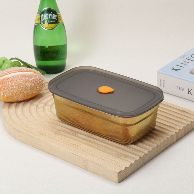 Cutie din titan pur, dreptunghiulară, 800–1000 ml, sigilată și rezistentă la îngheț, cu capac