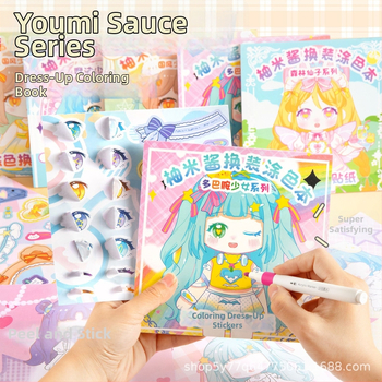 Carte cu autocolante pentru îmbrăcat copii, pagini de desen pe hârtie, stil desen animat, imprimat