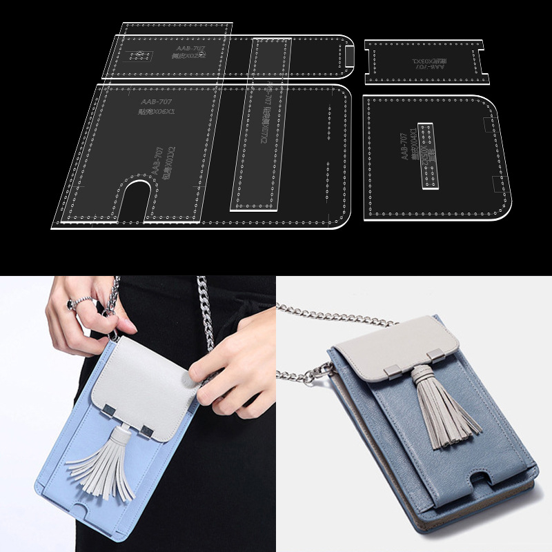 DIY șablon acrilic pentru modelul de geantă de umăr cu design în plasă pentru geanta de telefon