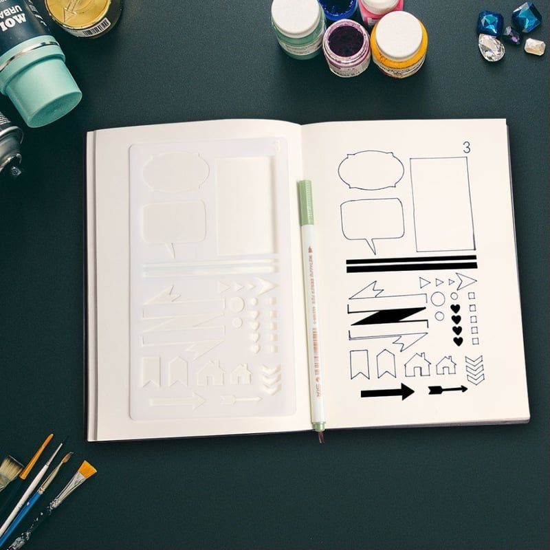 Riglă șablon pentru desen DIY graffiti și album foto, margine cu dantelă decupată, plastic, neimportată, fără autorizare IP