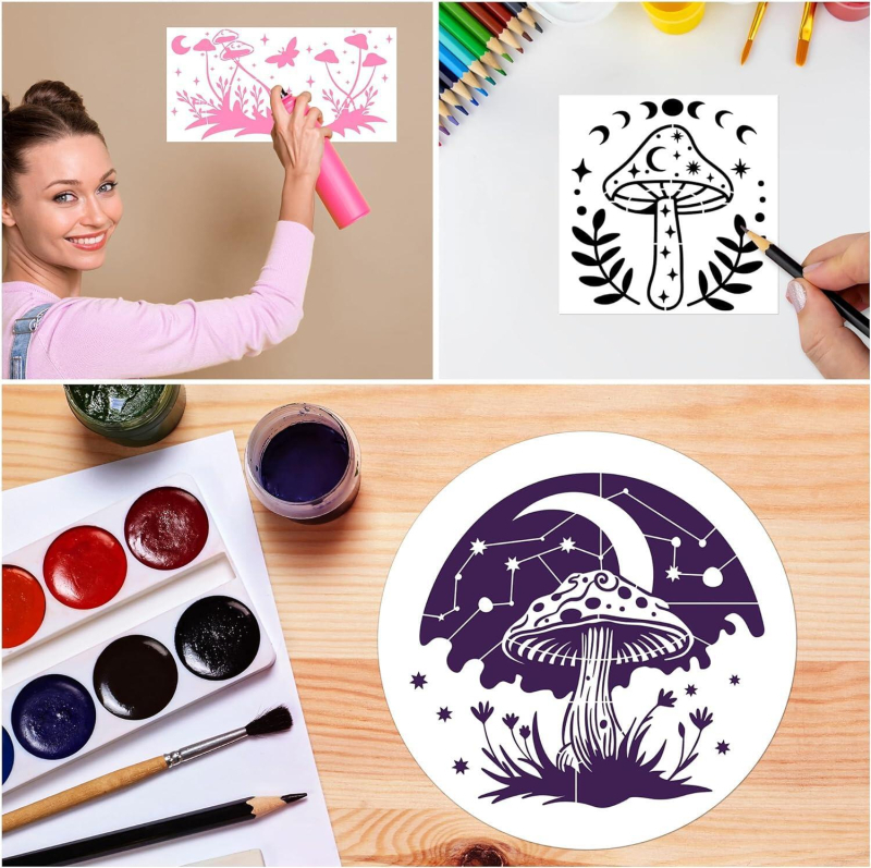 Šablona za slikanje gljiva od PET ploče za tiskanje – DIY grafiti sprej model