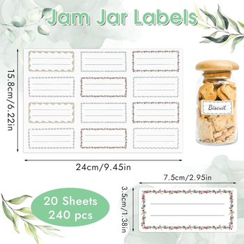 Pravokutna etiketa za džem s ručno pisan tekstom, papir, prilagodljiva, 12 etiketa po stranici