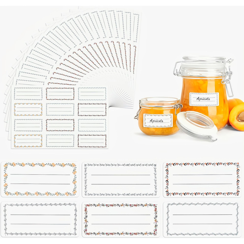 Pravokutna etiketa za džem s ručno pisan tekstom, papir, prilagodljiva, 12 etiketa po stranici
