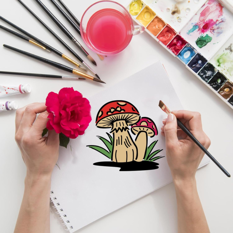 PET šablona s gljivnim motivom za DIY grafite – probušena ploča za tiskanje (Materijal: PET; Uvoz: Ne; Ovlaštene privatne marke: Ne; IP odobrenje: Ne)