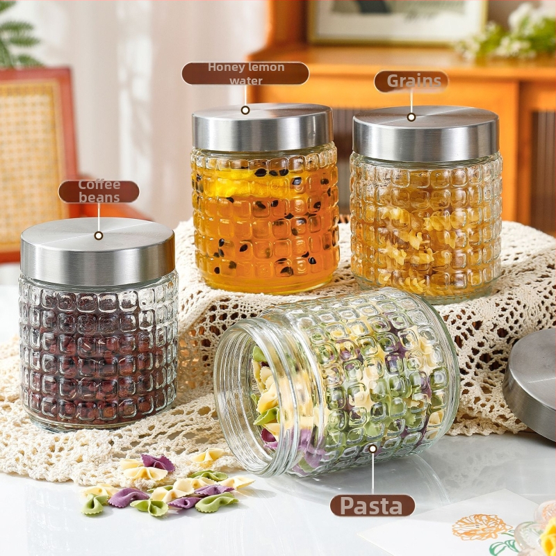 Staklena zapečaćena posuda, 301–500 ml, mikrovalna kompatibilna, okrugli oblik, Crystal Wave Square